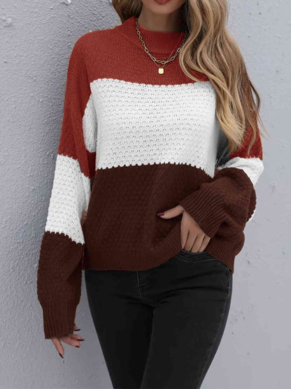 Color Block Dropped Shoulder Sweater